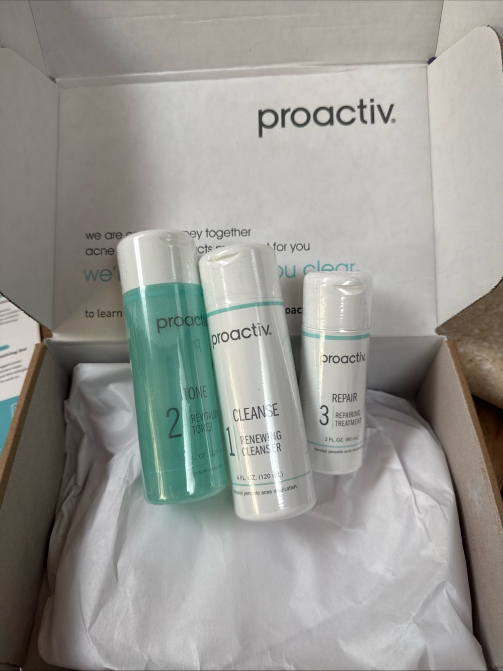 Proactiv 3-Step Skincare Set Cleanser Toner Face Wash Repairing Treatment